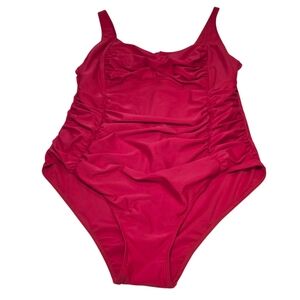 Ruched One Piece Red Swimsuit 20W EUC Tummy Control